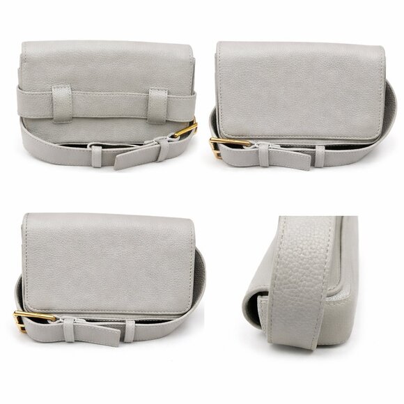 Aritzia AUXILIARY Leather Flap Belt Bag – Light Gray NWOT - Picture 2 of 7